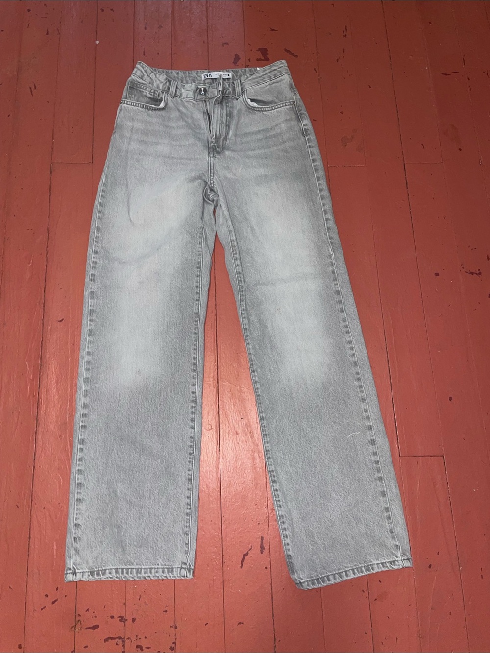 Zara women’s jeans light gray straight leg